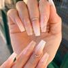 Wearing Nail Removable Nail Patch Long Ballet, Fake Nail Drill Nail Piece Gradual Change Marble Pattern