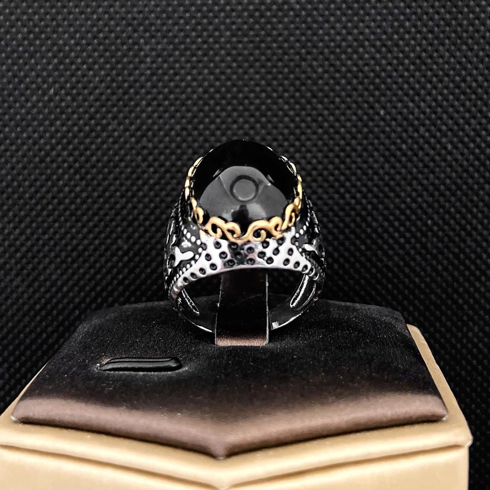 Vintage Men‘s Obsidian Signet Ring, 13x18mm Black Gemstone Set In Antiqued Silver, Masonic Style Bold Jewelry for Him