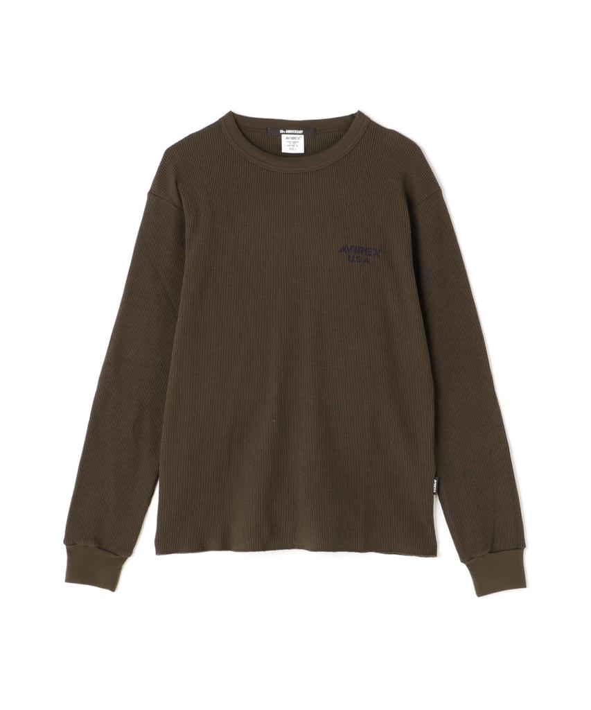 AVIREX MINI WAFFLE T-SHIRT men's XL 310 olive 783-5130015