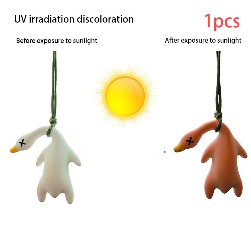 Small Cute Car Color Changing Roasted Duck Funny UV Color Change Duck Creative Car Interior Ornament Friend Gift