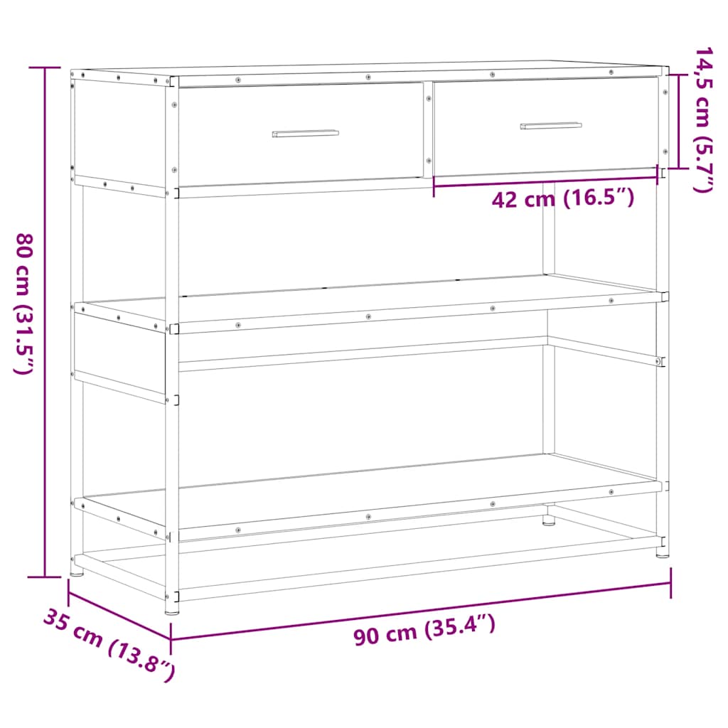 Console Table Black 90x35x80 Cm Particleboard
