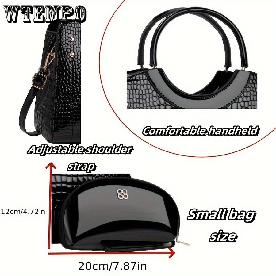 Geantă tote-mamă strălucitoare cu volum mare, elegantă, cu imprimeu de crocodil