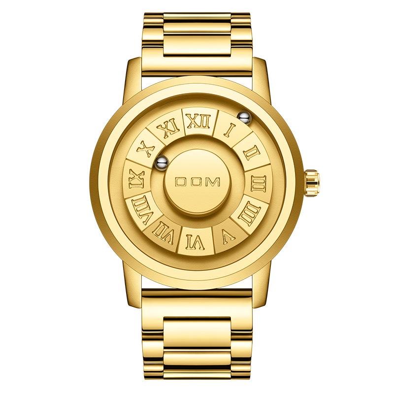 DOM Black Technology Men's Waterproof Quartz Watch with Roman Numeral Dial and Steel Ball Magnetic Levitation.