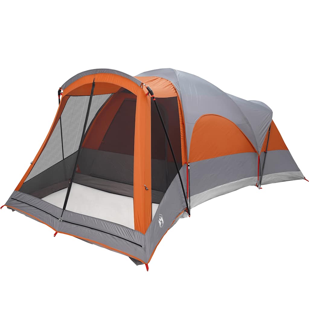 Tunnel Family Tent for 8 Persons Grey and Orange Waterproof