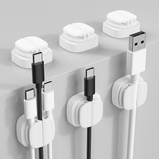 3 Pcs 3-in-1 Cord Organizer Spring Clip Holder Small Desk Cable Organizer Clips Adhesive
