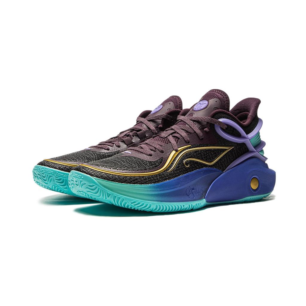 Li Ning CJ 3 Cushioning Slip Resistant Abrasion Resistant Lightweight Rebound Low top Basketball Shoes Men's Black Blue ABAU007-15