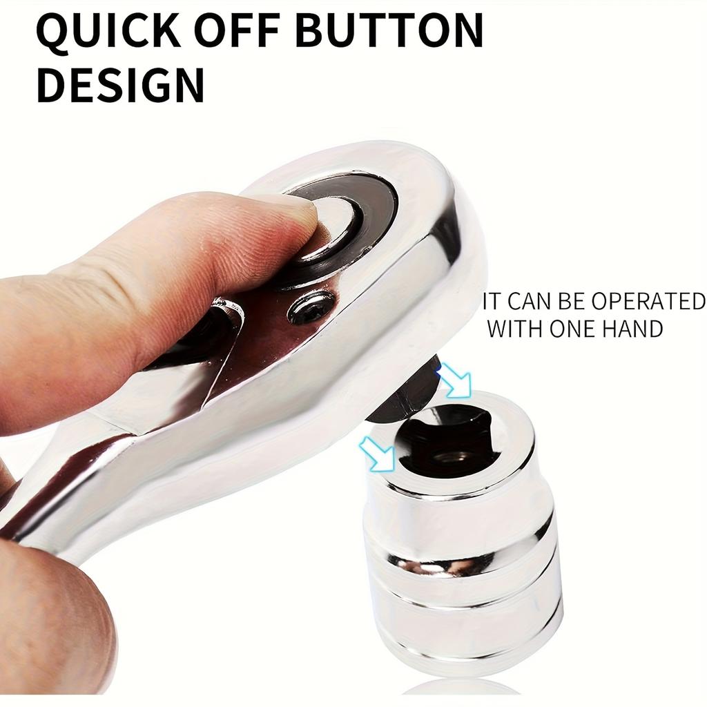 White/Red/Black 12pcs Socket Wrench Set - Durable, 1/4-Inch Drive, Extended Handle, Non-Electric, Suitable for Automotive Repair and Industrial Use