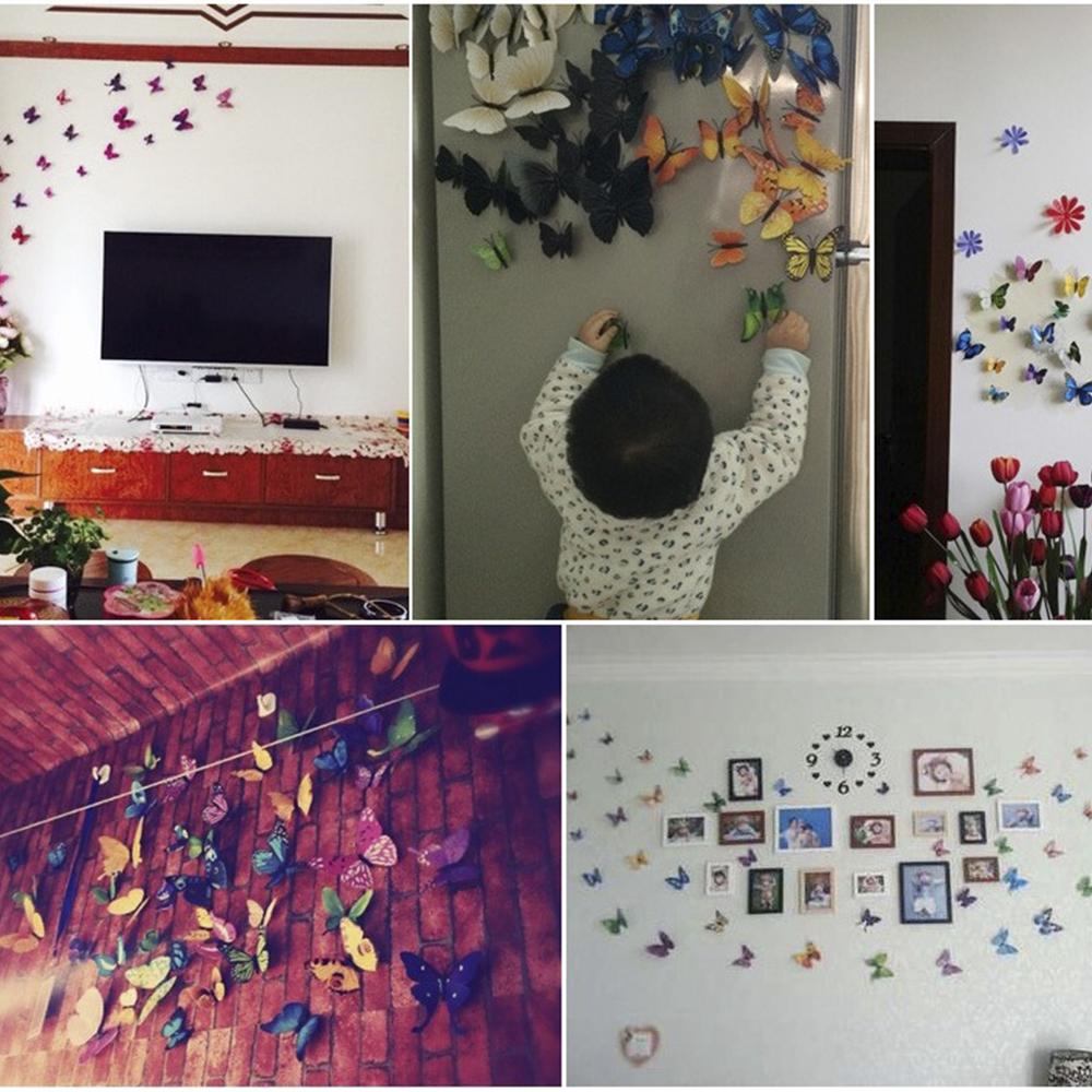 Butterflies Wall Stickers New Year Gift Home Bedroom Room Decorations 3D Butterfly DIY Art Decor Self For Living Room Decals