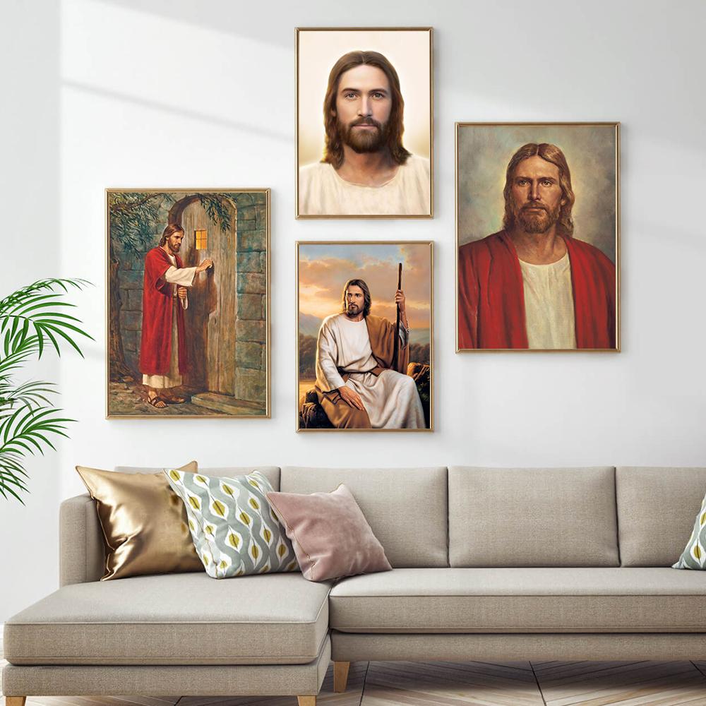 Christ Religious Belief Series Jesus Canvas Painting Poster Print Wall Art Pictures For Room Church Home Decoration Vintage