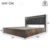 Upholstered Bed Metal Bed LED App-Control Double Bed with Charging USB Charging Function Headboard And LED Light, Metal Bed 140x200cm Wooden Slatted