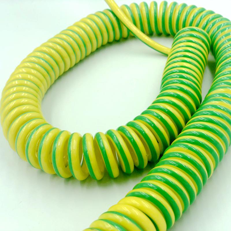 Yellow-Green Lightning Protection Grounding Wire: 0.75-6.0 Sq PU Retractable Spiral Coil