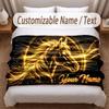 Horse Theme Soft Blanket Personalized Custom Name Text Print Warm Blanket Home Sofa Bedroom Decor
