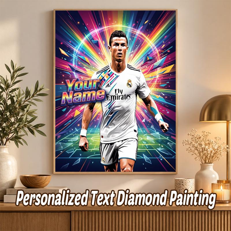 Cristiano Ronaldo Vlastní jméno Text 5D Diamantová malba Sada DIY Plné vrtání Diamantové umění Dekorace