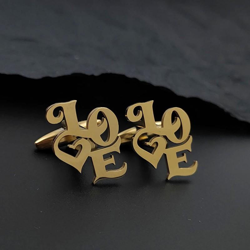 Letter LOVE Cufflinks Stainless Steel Personalized Design Niche Temperament Clothing Accessories