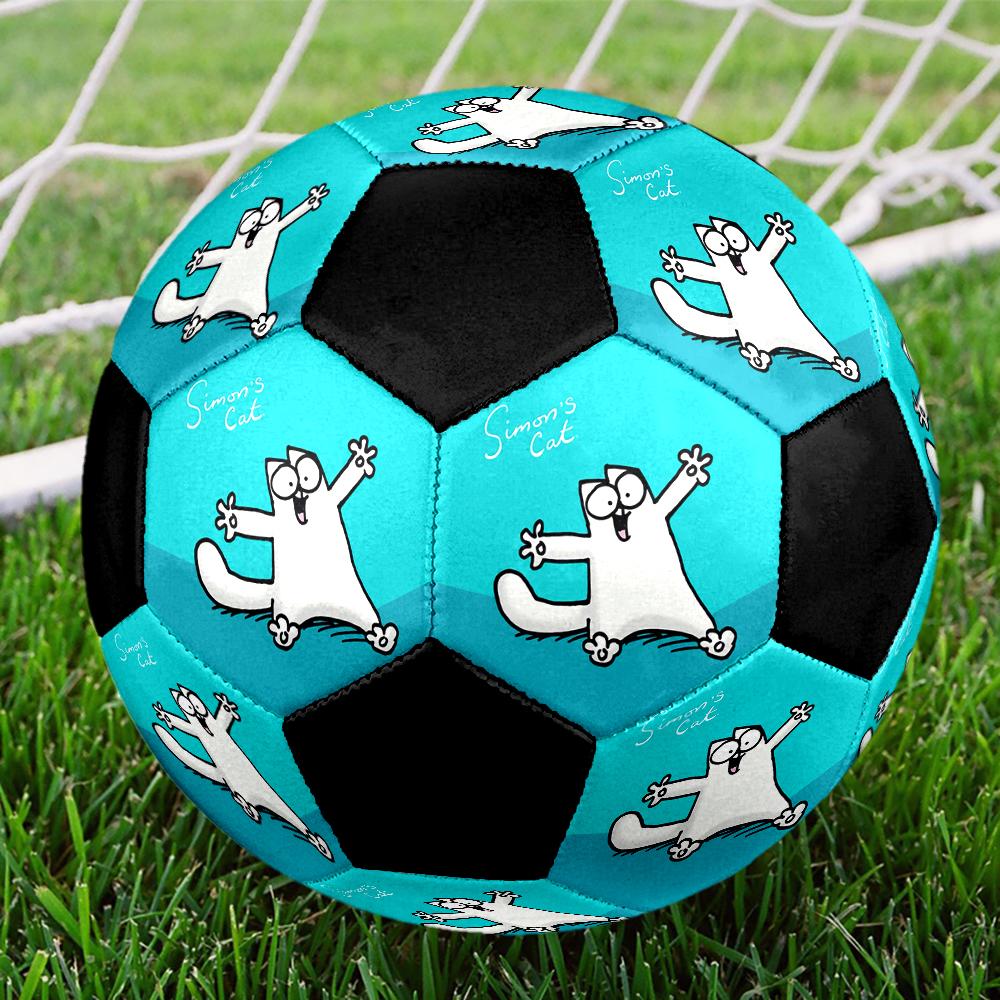 Simon's Cat Cute Cartoon Indoor Soccer Ball Colorful Machine Stitched PVC Size 5 Team Training Competition Ready Durable High-Bounce Cool Sports Gift