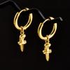Golden Exquisite Sword Cross Star Hoops Earring Fashion Natural Shell Stainless Steel Earrings For Women Men Accessories Jewelry