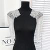 1Pcs Beaded Wedding Dress Shoulder Patches Vintage Heavy Embroidery Tassel Three-Dimensional Crystal Pendant