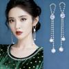 Korean Zircon Pearl Tassel Dangle Earrings - High-End Long Studs, New Super Fairy Style