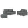 3 Piece Sofa Set with Cushions Dark Grey Fabric