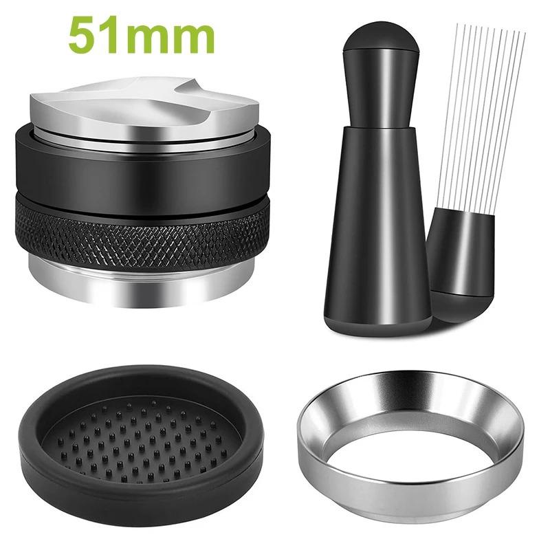 

5PCS Espresso Accessories Kit, Coffee Distributor And Tamper Leveler, WDT Tool And Dosing Funnel Set Fits 51/53/58 Mm 51mm чёрный