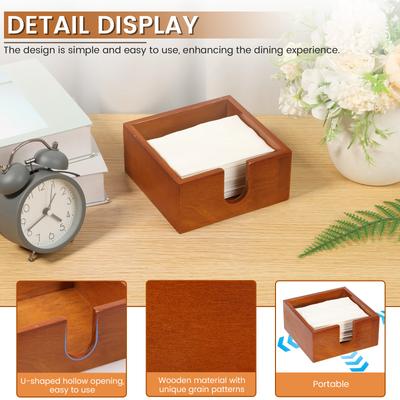 2 Stück Quadratische Holz Taschentuchbox Esszimmer Serviettenhalter Küche Papierhandtuchspender Hülle Zuhause Restaurant Tischzubehör