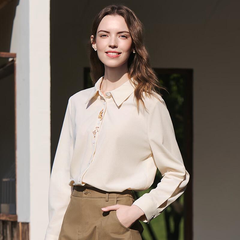 Betu Women's Embroidered Cat Corduroy-Look Shirt
