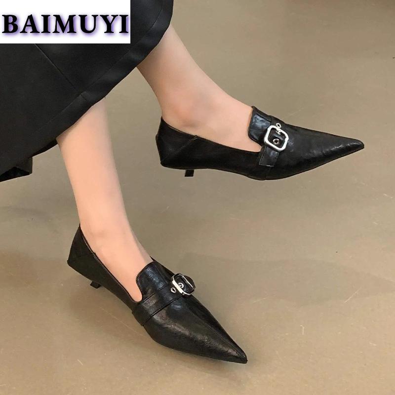 Pointed Toe Women Sexy Loafers Shoes 2025 Trend Low Heels Elegant Fashion Leather Shoes New Designer Party Mature Mujer Zapatos