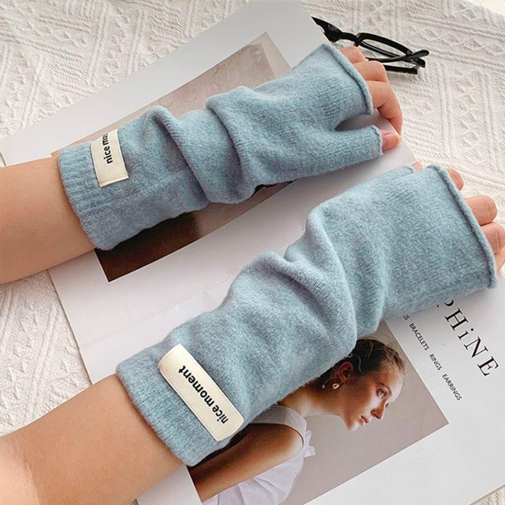Pure Color Long Wrist Gloves Arm Warmers Wrist Sleeves Street Style Elbow Mittens  Women Wear