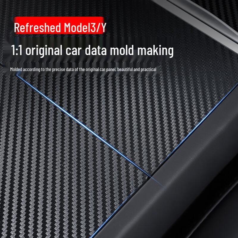 Carbon Fiber Texture Center Console Protective Film for Tesla Model 3/Y