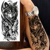 1 Sheet Forest Tribal Wolf Temporary Tattoos For Men Women Arm Leg Tatoos Waterproof Realistic Fake Tattoo Stickers Long Lasting