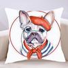 French Bulldog Funny Cartoon Pillow Case Throw Pillow Cover Nordic Vintage Style Cushion Home Living Room Sofa Couch Seat Decor