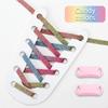 1Pair Glitter Shoelace Rainbow Elastic Laces Sneakers No Tie Shoelace Innovation Flat Shoe Laces Without Ties for Kid and Adult