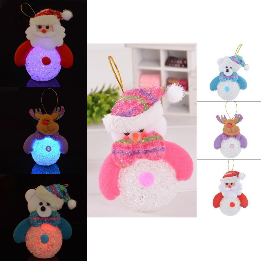 Exquisite Christmas Luminous Pendant With Santa Claus Snowman Bear And Elk Eye Lantern Snowman Led Night Light