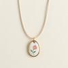 Roestvrijstalen Konijn Hanger Ketting Met Bloemenprints Voor Casual Vrouwen Zomer