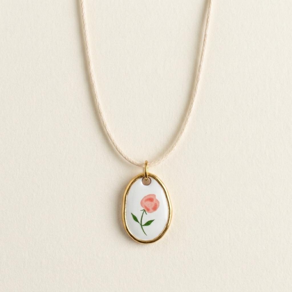 Roestvrijstalen Konijn Hanger Ketting Met Bloemenprints Voor Casual Vrouwen Zomer