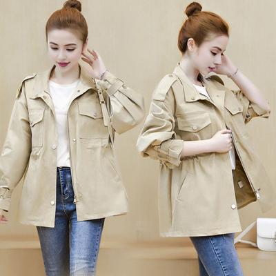 Chaqueta de otoño-invierno para mujer, cuello alto, bolsillos en el pecho, cierre de cremallera, cintura estrecha, color liso, largo medio, para viajes al aire libre, compras, chaqueta para ir al trabajo