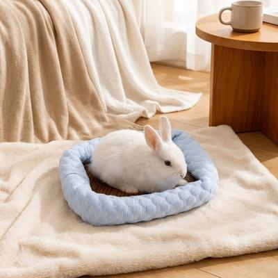 Breathable Hamsters Bed Pad Detachable with Double-sided Mat Rabbits Cooling Cushion Anti-slip Bottom Chew-Proof Small Pet Nest