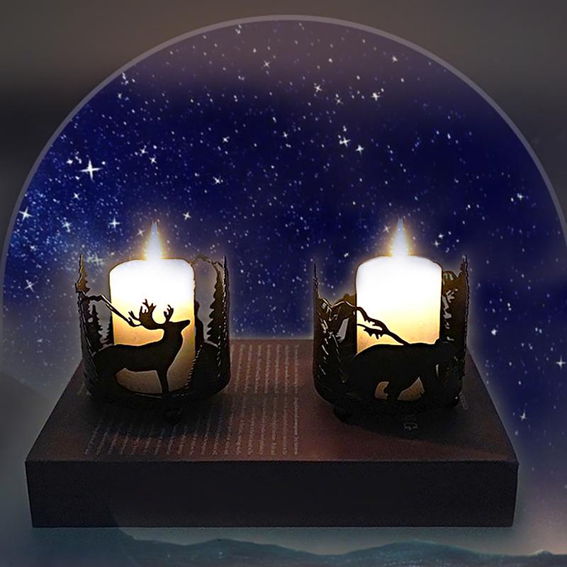 1 szt. Ozdoby Łoś Żelazny Pusty Świecznik Domowy Wystrój Świąteczny Wystrój Stołu Rekwizyty Prezent