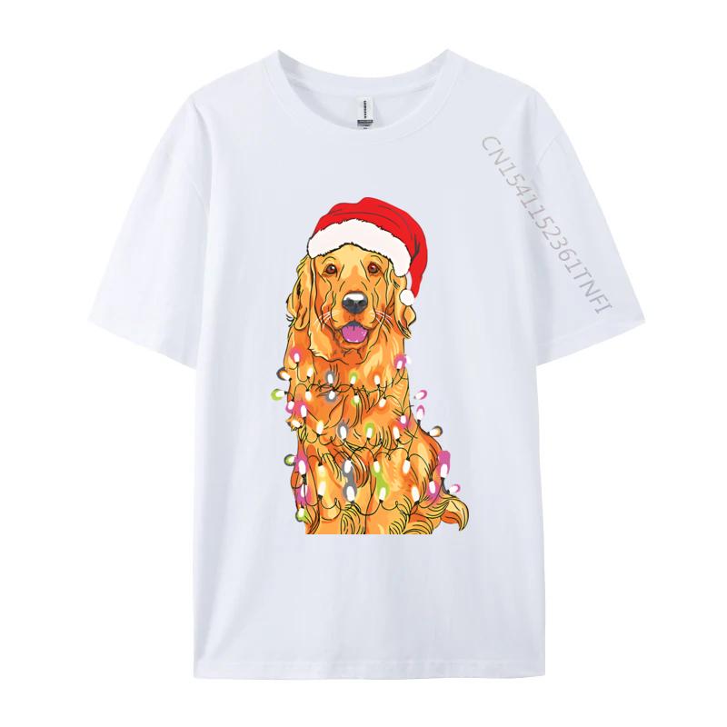 Christmas Pajama Golden Retriever Tshirts Cotton High Street Teeshirt Hip Hop Men Top Tshirts 3D Style