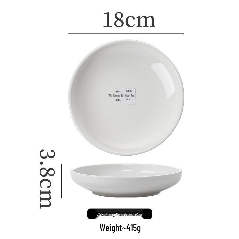 White High-Footed Ceramic Soup Bowl - Deep Plate for Home or Hotel Use