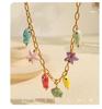 Ocean Fish Titanium Steel Bracelet: Starfish & Colorful Ceramic Pendant Necklace for Women