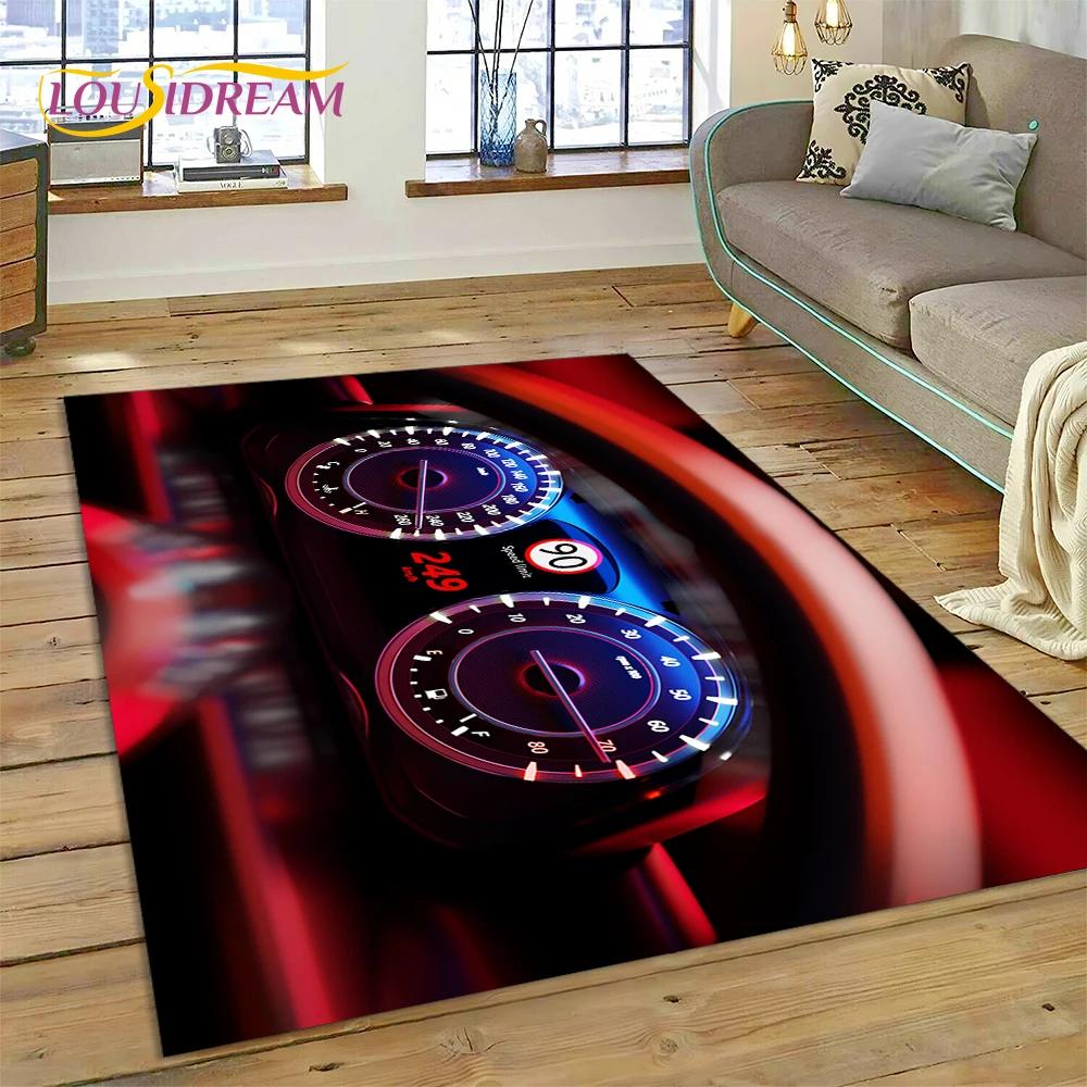 3D Car Dashboard Machine Control Screen Racing Carpet Rug for Bedroom Living Room Home Sofa Decoration, Kid Game Decor Floor Mat