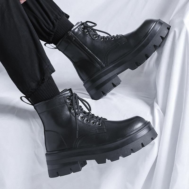 Høst Herremote Tykksålede Formelle Lærsko Merke Klassisk Svart Høy Topp Herre Business Formelle Lærsko Derby Sko