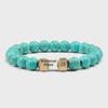 Men's Black Alloy Barbell Bracelet with Turquoise Beads