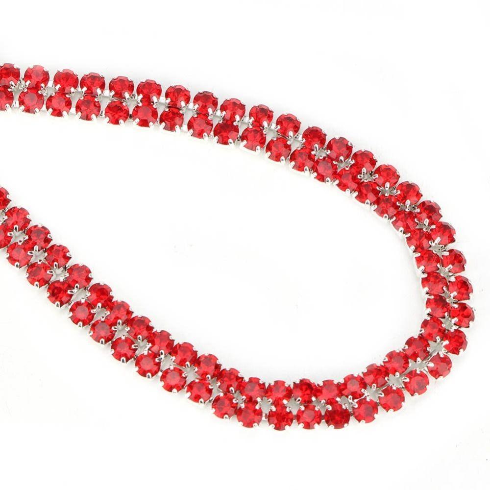 1pcs 3mm Rhinestones Rhinestone Chain Ribbon 2 Row Design DIY Wrap Roll Ribbon  For DIY Crafts