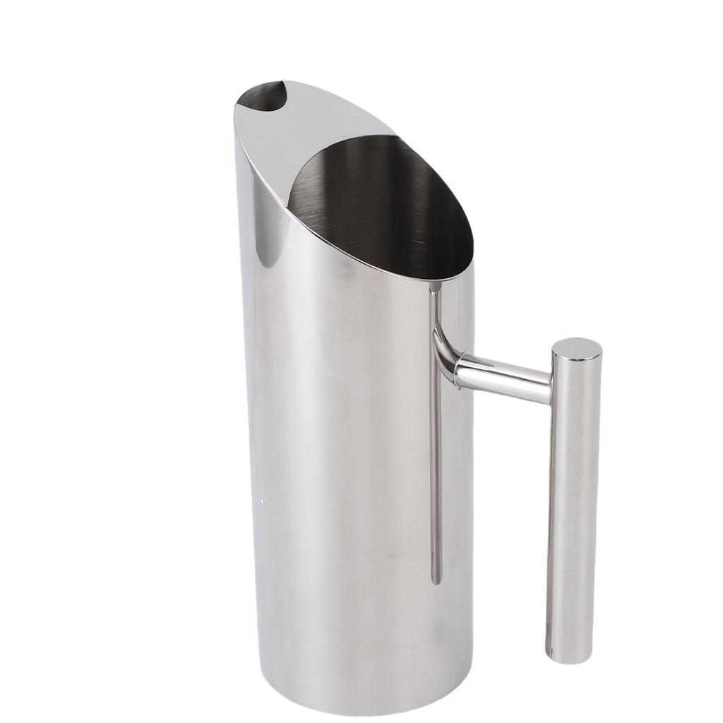 Water Pitcher 1L 304 Stainless Steel Straight Body Drink Pitcher with Spill Proof Spout for Cocktail Flower Tea Cold