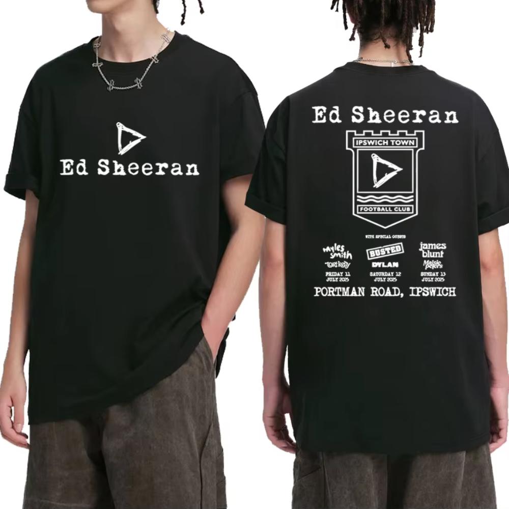Hot Sale Ed Sheeran Play Tour 2025 Double Sided Printed T Shirt Summer Men's Women Vintage Hip Hop Streetwear Unisex Cotton Tops