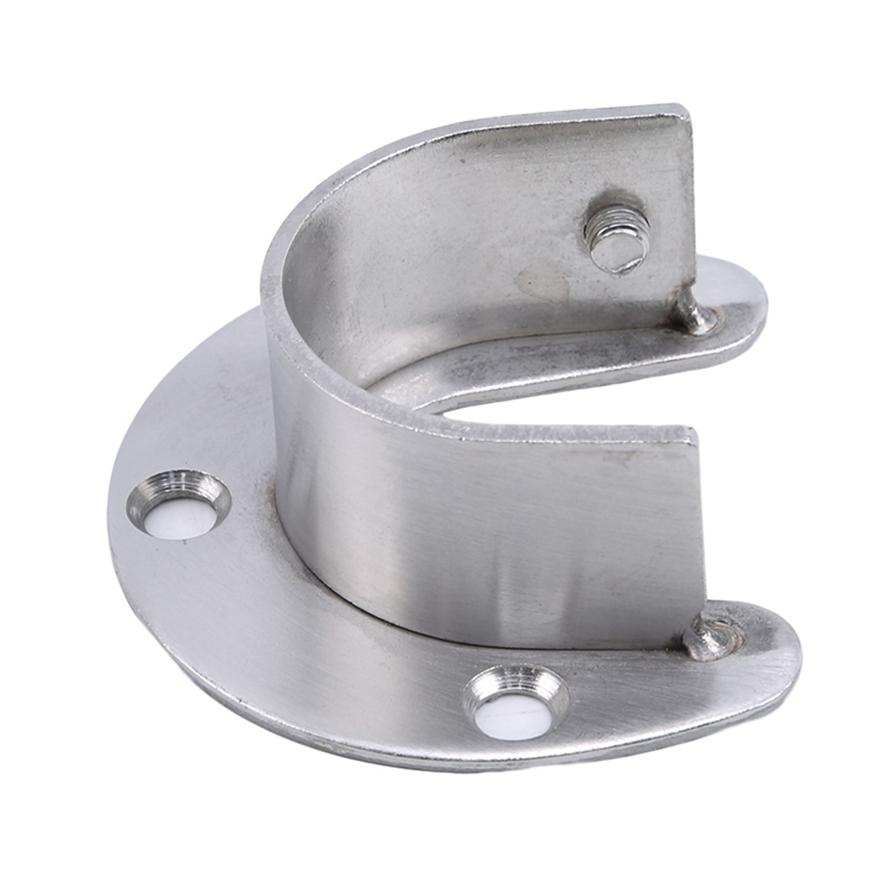 Thickened Stainless Steel Clothes Curtain Rod Round Tube Closet Wardrobe Clothes Rail Support Rod End Support Pole Flange