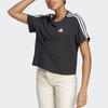 Adidas Striped Print Crew Neck Short Sleeve T-Shirt Women Tops Black HR4913