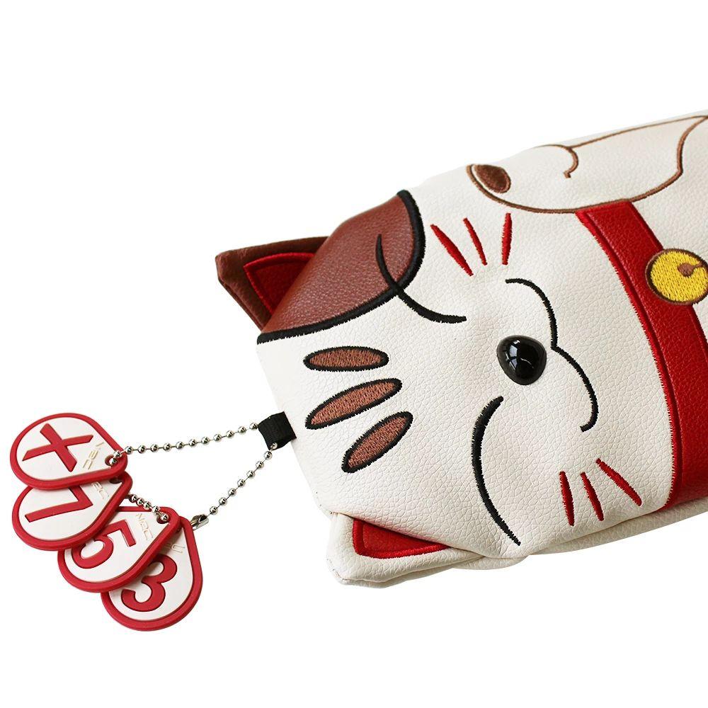Cute Kitty Magnetic Closure Golf Club Headcovers Blade Mallet Putter Golf Putter Cover Lucky Cat